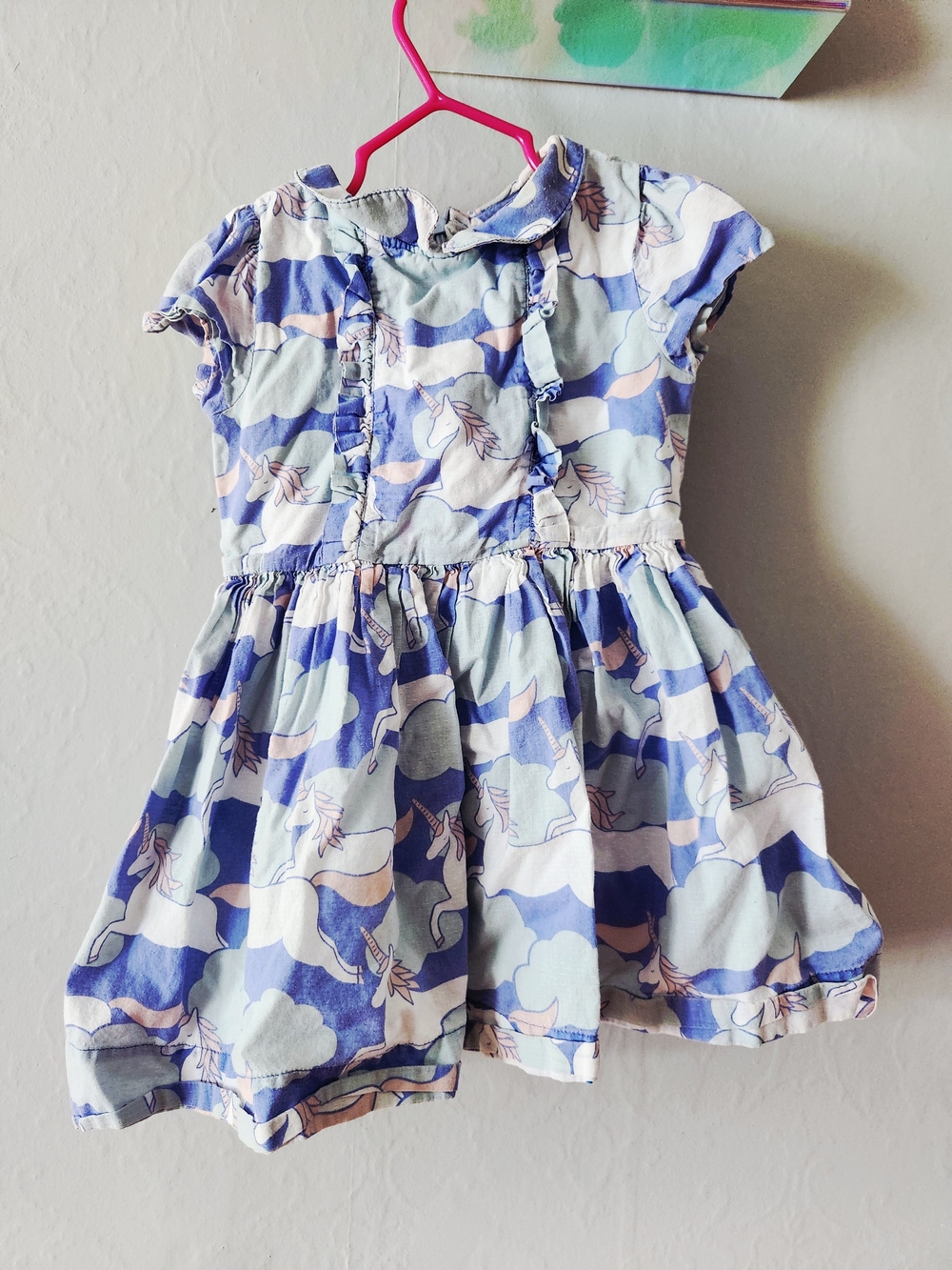 Mini Boden Light Blue & Pink Unicorn Dress